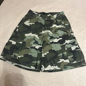Forever 21 Green Camo Utility Shorts